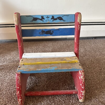 Vintage Wood Stool Seat