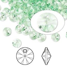 Drop, 12 Swarovski Xilion Rivoli 6mm Mini Disc Chrysolite Crystal Bead 6428  