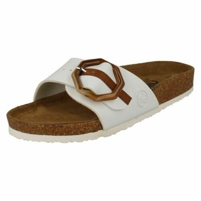 Ladies Rieker V9394 Buckle Detailed Mule Sandals