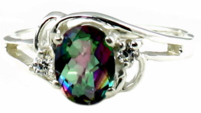 Mystischer Feuertopas, 925 Sterling Silber Damen Ring, SR176 - Handarbeit