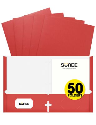 Folders with Pockets 3 Hole Punched50 Pack Red 2 Pocket Folders Fit Letter Si...