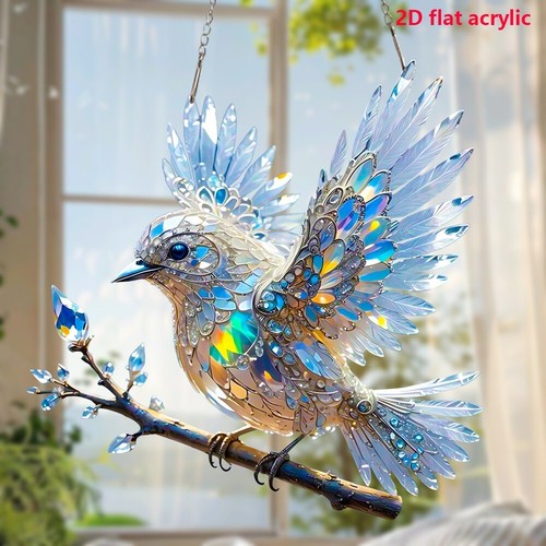 Raven Acchiappasole In Vetro Colorato - Corvo Nero Su Ramo, Decorazione Gotica Per Finestre, 16 Cm