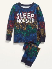 NWT BOYS OLD NAVY PAJAMAS PJS SIZE 3T SLEEP MONSTER FALL WINTER HALLOWEEN
