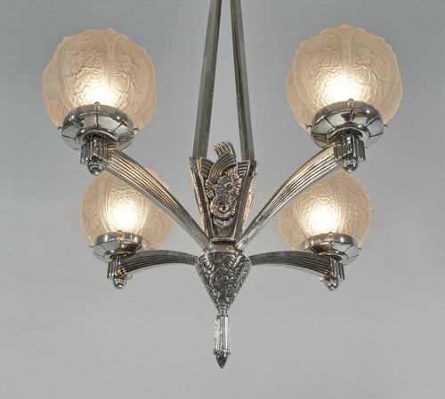 VANDAMME : FRENCH 1930 ART DECO CHANDELIER .......... lamp muller degue daum era - Picture 6 of 12
