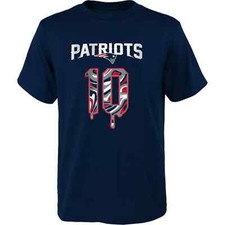 NFL Team Apparel Youth New England Patriots Mac Jones #10 Drip T-Shirt, Navy, L