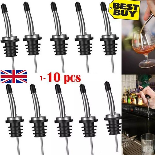 2-10x Speed Pourer Spirit Free Flow Wine Bottle Pour Spout Bar Stainless Steel - Picture 4 of 29