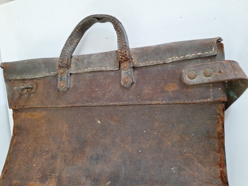 Bargeld Leder Verschluss Tasche Bank Antik Vintage - Bild 8 von 12