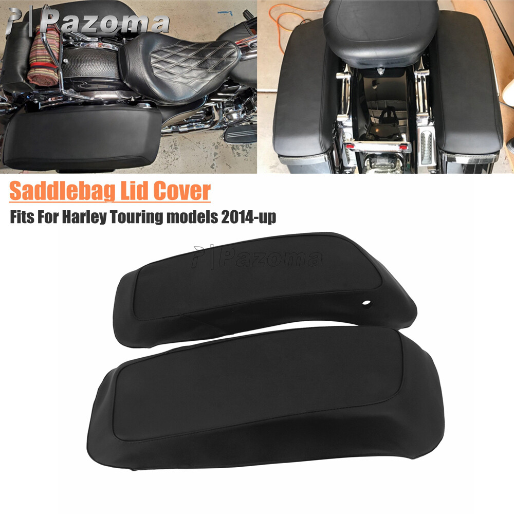 Motorcycle Saddle Bag Lid Covers PU Leather Fits Harley Touring Road King 1422 699923213989 eBay