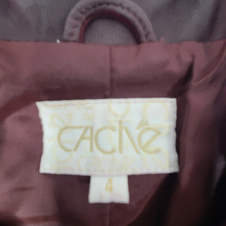 Women's Cache Size 4 Purple 100% Leather Button Down Jacket EUC super soft! EC - Image 3 of 4