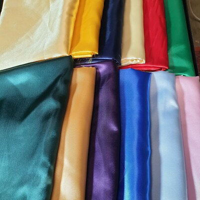 Seidiger Satin Stoff Kleid Handarbeit Stoff Uni Luxus Hochzeit Material 150 cm breit