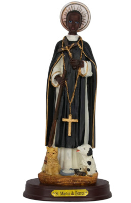 San Martin De Porres 8'' Saint Martin de Porres Resin Statue Peruvian Lay Brother