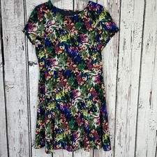 J. Crew (Factory) Size 10 Floral Fit & Flare Dress Short Sleeve Lined Small Flaw