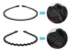 Unisex Men's Women Sports Wave Hair Band Metal Black Hairband Headband Aliceband