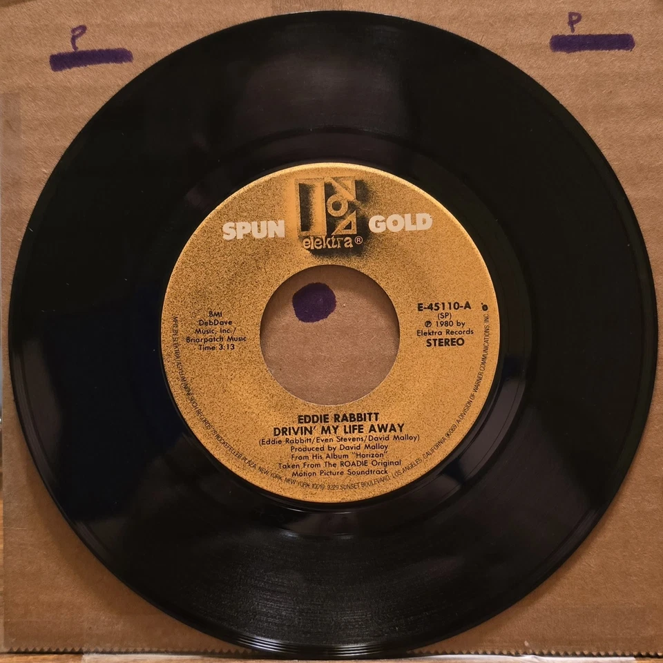 Eddie Rabbitt - Drivin' My Life Away/Two Dollars In The Jukebox - 45rpm  - Image 2 of 3