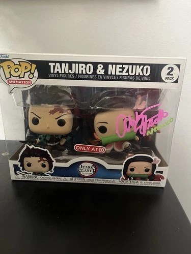 Funko Pop! Vinyl Demon Slayer Target Exclusive Figures Tanjiro Nezuko Autograph…