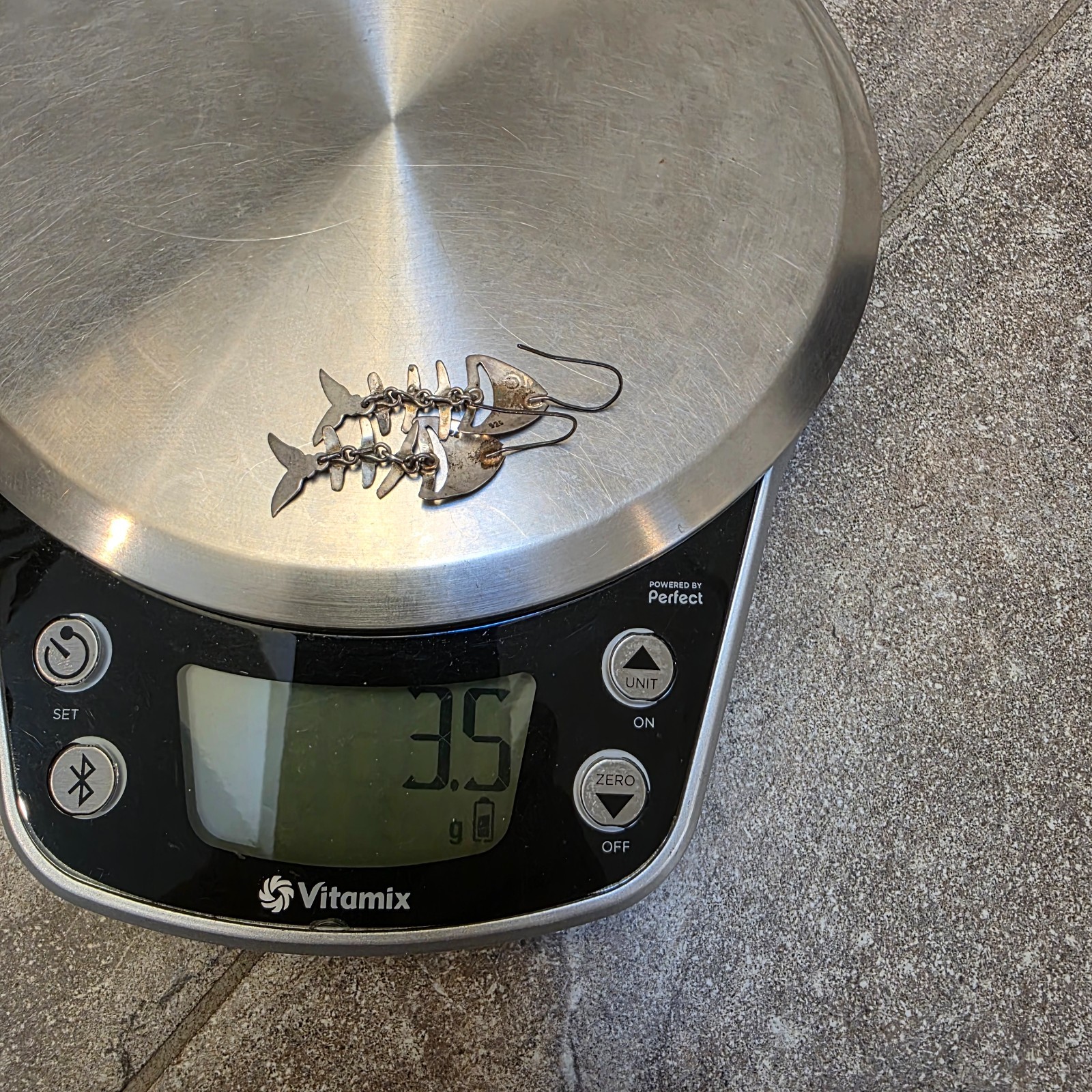 VTG Fish bones skeleton dangle drop sterling silv… - image 7