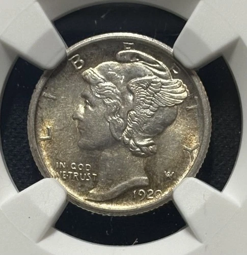 1920-S Mercury Dime — NGC AU Details (Cleaned)  Full Bands - old light cleaning