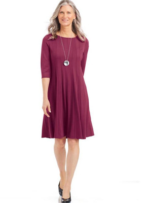 NEW Dark Raspberry Plus Sz 2X Stretchy Fit & Flare Knee Length Popover Dress  | eBay