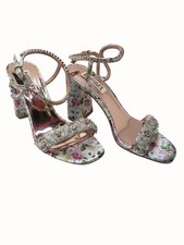 Badlgley Mischka Womens Sandal Blue Floral Padded Tanisha Block Heel Sandal NIB