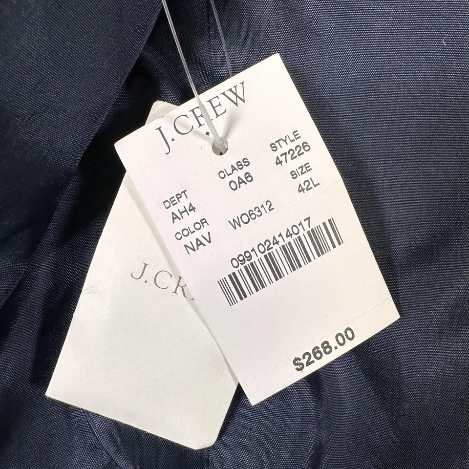 Blazer J Crew Thompson Para Hombres 42L Azul Marino Lana Dos Botones Traje Abrigo Chaqueta Clásico Foto 3 de 4