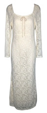 Ivory Cream max dress lined long sleeve lace overlay coquette fairycore size XL
