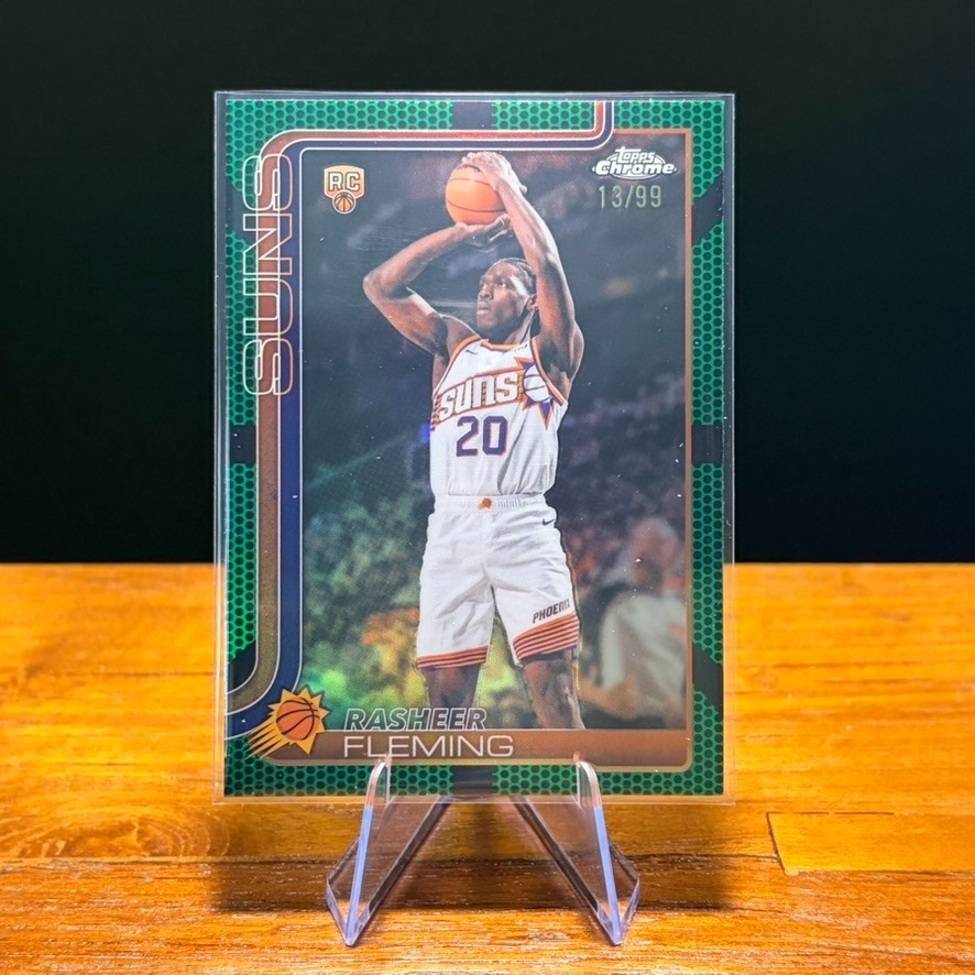 Rasheer Fleming 2025-26 Topps Chrome Update #181 Green Basketball /99 RC Suns