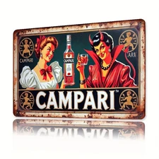 Vintage Campari Retro Bar with Classic Tin Metal Signs Home Décor 8x12 