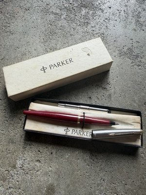 #ad Vintage Parker Red Medium Fountain Pen amp; Box USA Made Nib $44.99