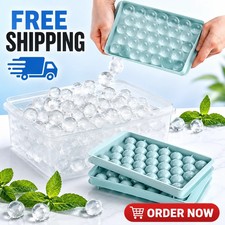 Ice Cube tray with Lid , 33 Grids ice Ball Maker Mould Round Easy Release Medium