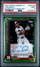 Cam Smith 2025 Topps Chrome #CPA-CSM Green Logofractor Auto /99 PSA 9 Low Pop