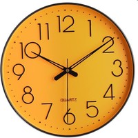 "Wanduhr 12\" Leise Nicht Tickend Runde Arabische Ziffern Gelb FüR BüRo"
