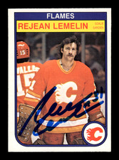 1982-83 O Pee Chee # 50 Rejean Lemelin Autograph Signed Auto Card (M2) Flames