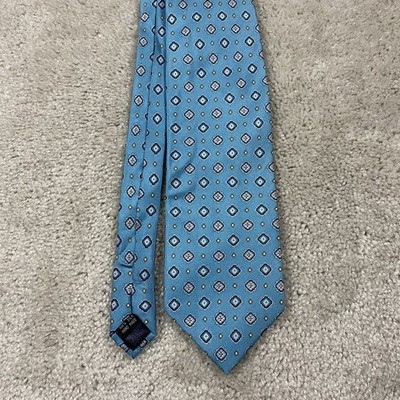 Y2K Vera Bradley for Baekgaard Tie Mens Blue Silk Handmade Geometric Menswear