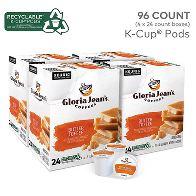 Gloria Jean's Butter Toffee Coffee Keurig K-Cup Pod Medium Roast 24 or 96 Ct.
