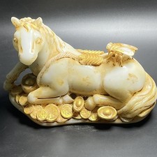 Antique Jade Han White Jade Gilded Wealth Toad Statue Vintage Collectible