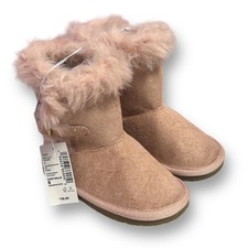 NEW Children's Place Winter Boots Girls 8 Toddler Black Suede Faux Fur Lining