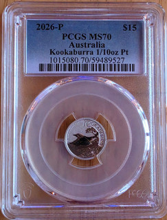 2026 P Australia Platinum Kookaburra 1/10 oz $15 PCGS MS70