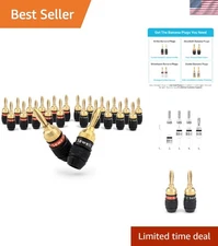 Deadbolt Banana Plugs 12-Pairs by, Gold Plated Speaker Plugs, Quick Connect