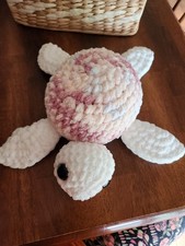 Handmade Crochet Turtle In Pink And White