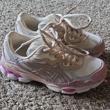 ASICS Unisex Kids Athletic Sneakers Pink/Beige/Gray Lace-Up Mesh US 4 1203A383