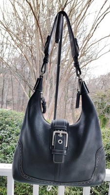 Coach MEDIUM Vintage Y2K A06S-5054 Hampton Soho Black Leather Flap