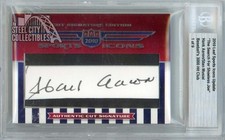 Hank Aaron Stan Musial 2010 Leaf Sports Icons Cut Signature Dual Auto Card 1/9