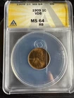 1909 VDB MS 64 1C RB Lincoln Cent ANACS certified 🔥