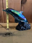 New ListingFenton  Amethyst Carnival Dolphin  Riding Waves Figure  Free Shipping