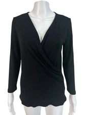 Michael Stars Top Sweater Black Sparkle Long Sleeve Faux Wrap Women’s Size M / L