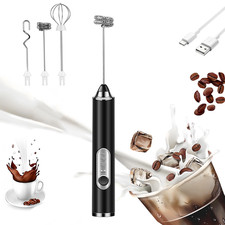 Electric Milk Frother Handheld Whisk Mixer Stirrer Coffee Egg USB Rechargeable