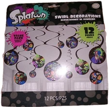 Splatoon Official Nintendo Hanging Swirl Decorations Value Pack 12 Pcs NEW