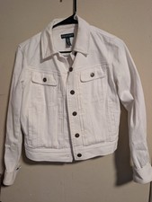 Needs TLC LRL Ralph Lauren Jeans Women's White Denim Jean Trucker Jacket MEDIUM