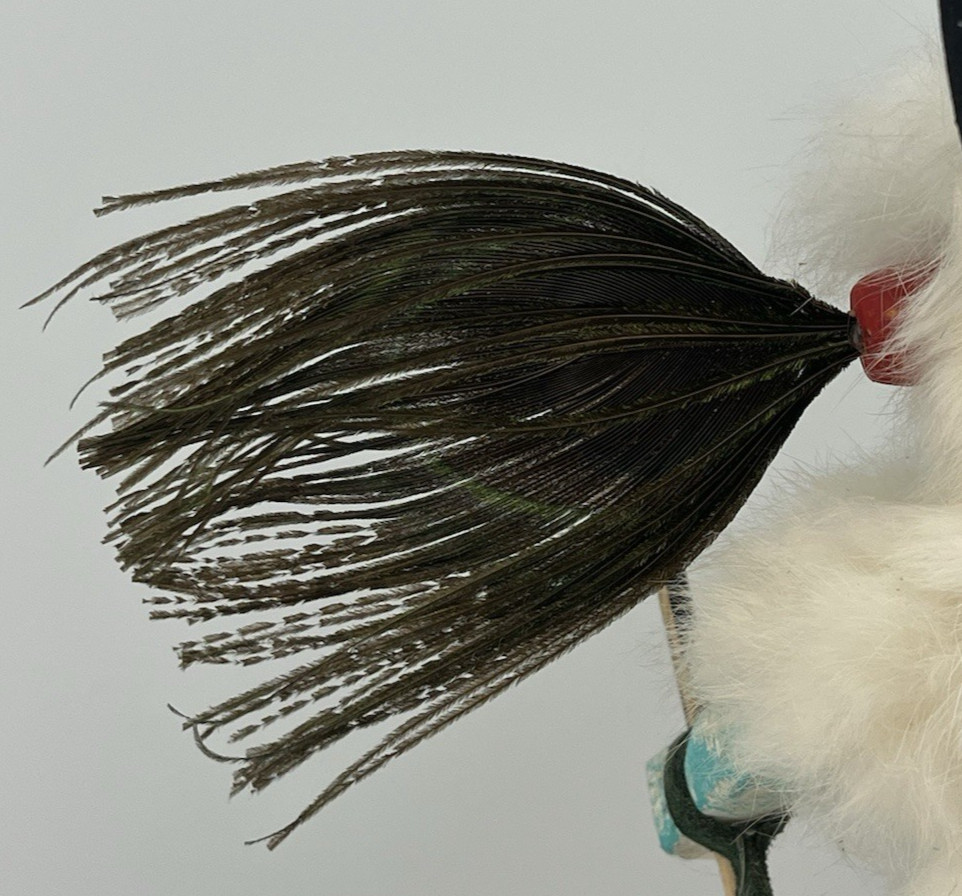 Ram (“Pang”) Kachina Doll with Peacock Feathers – Navajo Indian-made – 13½” tall