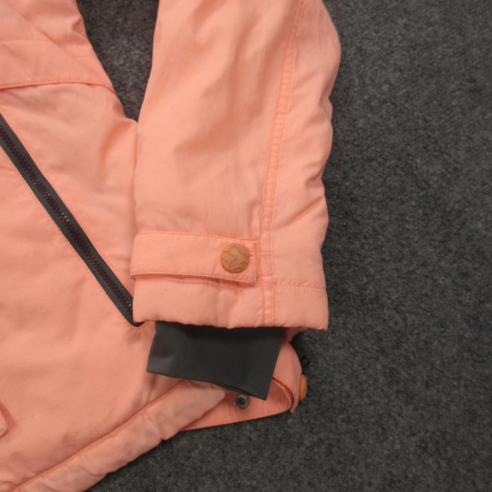 Fox Jacket Womens Small Peach Pink Hooded Faux Fur Lined Snow Ski Coat Warm - Image 3 of 4